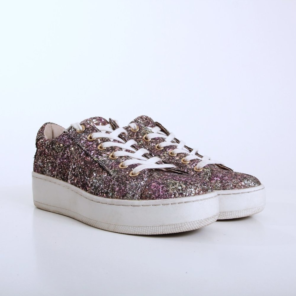 Steve Madden Bertie Multicolor Glitters Platform Sneaker in Purple Women Size 7